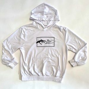 White Graphic Printed Hoodie